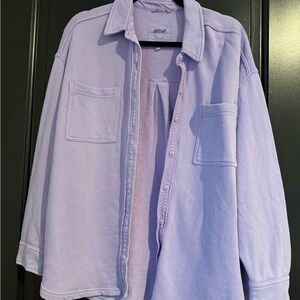 Aerie Lavender Fleece Button Up Shirt